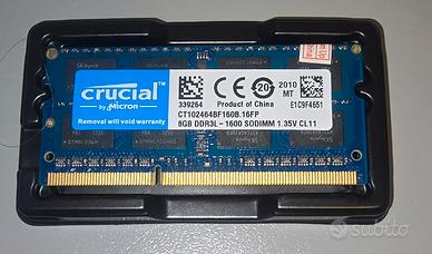 RAM Crucial 8GB DDR3L 1600MHz SODIMM 