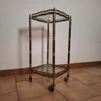 carrello bar in ottone anni 60', doppio ripiano .