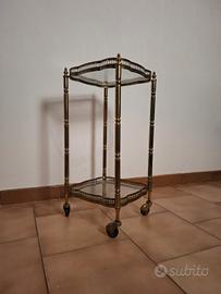 carrello bar in ottone anni 60', doppio ripiano .