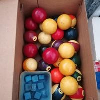 27 palle da biliardo d'epoca con gessi 