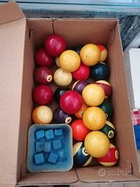 27 palle da biliardo d'epoca con gessi 