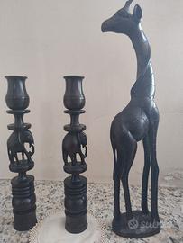 statuette originali africane anni 70 in legno