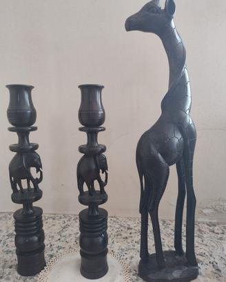 statuette originali africane anni 70 in legno