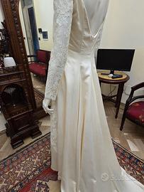 Abito da sposa nuovo in seta e pizzo francese