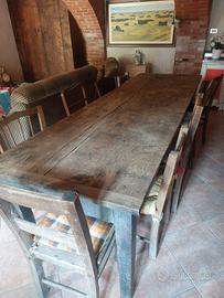 Tavolo rustico in legno massello 10 posti