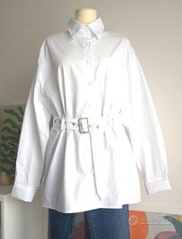 Camicia bianca 100% cotone con cintura taglia L 