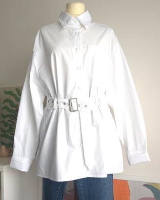 Camicia bianca 100% cotone con cintura taglia L 