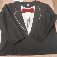 Maglia elegante bimbo effetto smoking con papillon