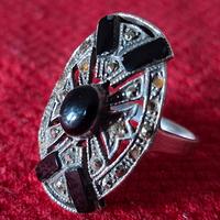 antico anello arg 925 onice e marcasite