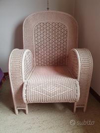 poltrona in midollino rosa