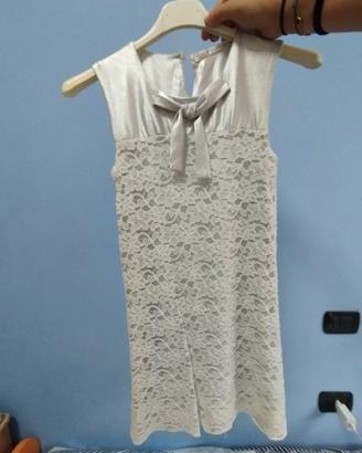 Abito vestito bianco scamiciato bambina 10 anni