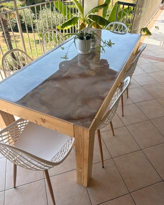 Tavolo artigianale su misura legno massiccio e mar