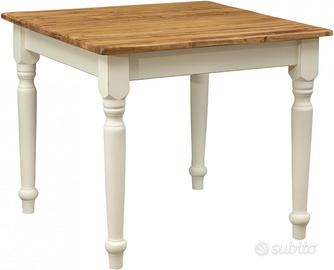 Tavolo da Pranzo Quadrato in Legno Massello Biscot