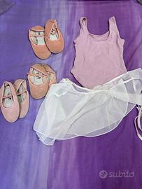 Body, gonnellina, scarpette danza bambina 5-6 anni