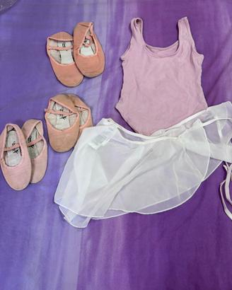 Body, gonnellina, scarpette danza bambina 5-6 anni