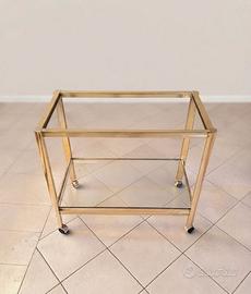 Carrello dorato con doppio ripiano in vetro