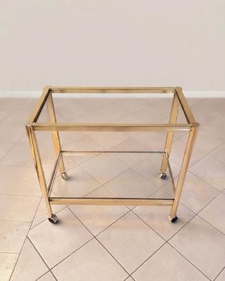 Carrello dorato con doppio ripiano in vetro