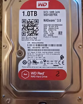 Hard Disk WD Red 1TB WD10EFRX NAS 100% OK testato