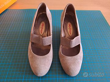 Scarpe donna Melluso beige scamosciate 35 con zepp