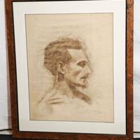 Ritratto maschile a matita firma Pasquale Avallone