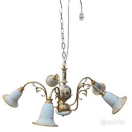 Lampadario in Ceramica con decori in oro Zecchino