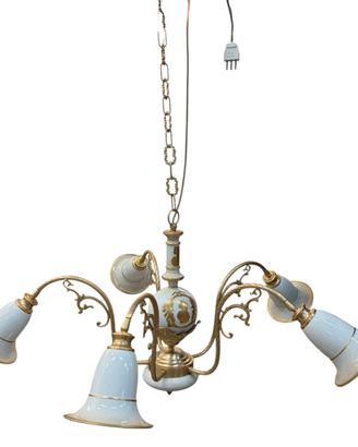 Lampadario in Ceramica con decori in oro Zecchino