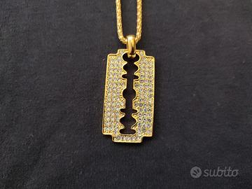 Collana trap hip hop nuova rasoio 