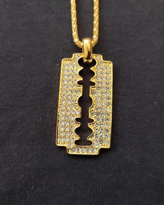 Collana trap hip hop nuova rasoio 