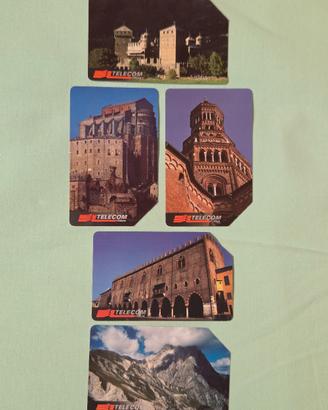 5 Schede Telefoniche Serie Linee d’Italia, Anni 90