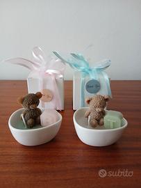 bomboniera candela Teddy in ceramica 