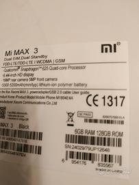 telefono Xiaomi max 3 6/128 giga 