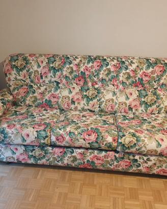 Divano letto 3 posti vintage a motivi floreali