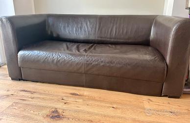 Divano in pelle marrone - 2 posti