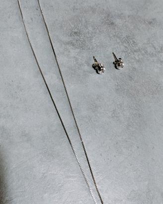 Collana e orecchini di argento 925 con punti luce