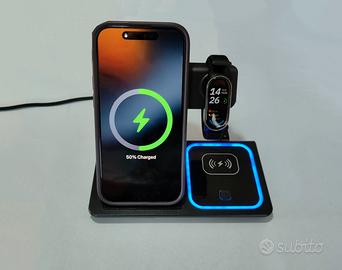 Base di ricarica Wireless 3 in 1per iPhone Android