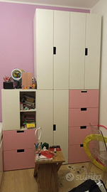 Composizione armadio cameretta rosa/bianco