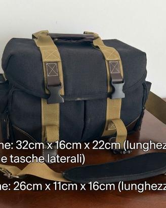 Borsa Fotografica Vintage a Tracolla in Tela (Canv