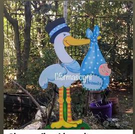 Annuncio nascita cicogna da esterno, misure maxi