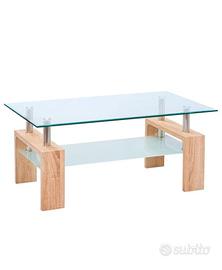 tavolino da caffè moderno in vetro e legno chiaro