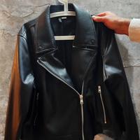 Giacca biker nera in similpelle da donna - XL