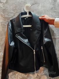Giacca biker nera in similpelle da donna - XL