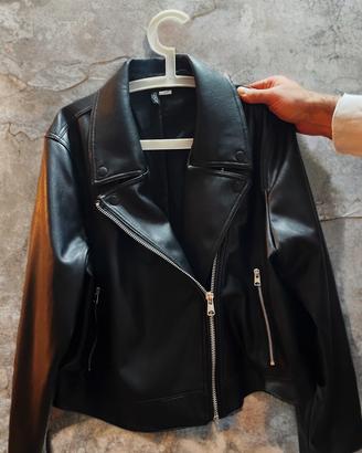 Giacca biker nera in similpelle da donna - XL