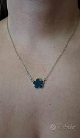 Collana Quadrifoglio Portafortuna Nera – Nuova con