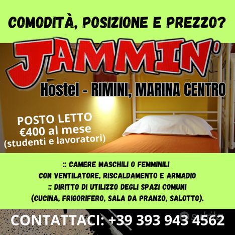 Jammin Hostel Rimini: POSTO LETTO