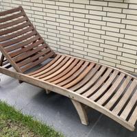 Lettino sdraio prendisole da giardino in legno