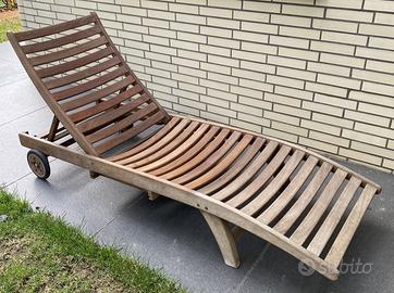 Lettino sdraio prendisole da giardino in legno