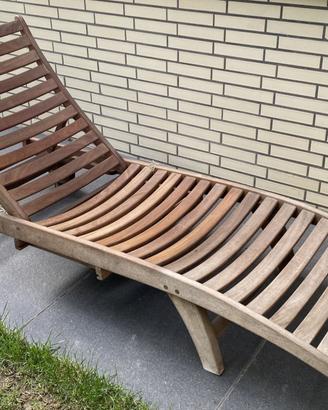 Lettino sdraio prendisole da giardino in legno