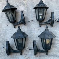 4 lampioni da parete in metallo/vetro