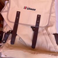Zaino Ichnusa in tela beige con cinturini in cuoio