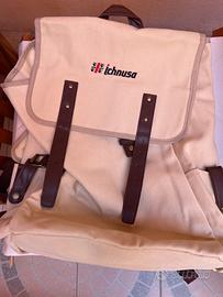 Zaino Ichnusa in tela beige con cinturini in cuoio